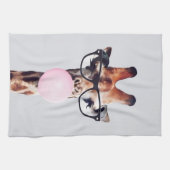 Giraffe Tragend Brillen Blasen Pink Bubble gum Geschirrtuch (Horizontal)