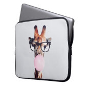 Giraffe Tragend Brillen Blasen Pink Bubble gum Laptopschutzhülle (Vorderseite Links)