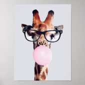 Giraffe Tragend Brillen Blasen Pink Bubble gum Poster (Vorne)