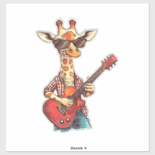 Giraffe trägt eine Sonnenbrille und spielt Gitarre Aufkleber (Blatt)