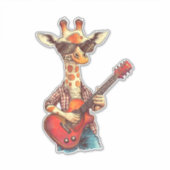 Giraffe trägt eine Sonnenbrille und spielt Gitarre Aufkleber (Vorderseite)