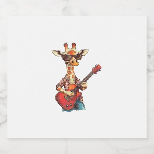 Giraffe trägt eine Sonnenbrille und spielt Gitarre Schaumweinetikett (Einzelnes Label)