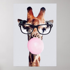 GIRAFFE TRAING GLASSES BLUTEN EIN PINKBUBBLE GUM POSTER