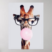 GIRAFFE TRAING GLASSES BLUTEN EIN PINKBUBBLE GUM POSTER (Vorne)