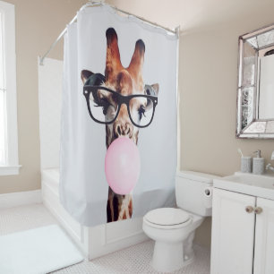 GIRAFFE TRAINGGASEN, DIE EIN PINKBUBBLEGUM BLÖTEN DUSCHVORHANG