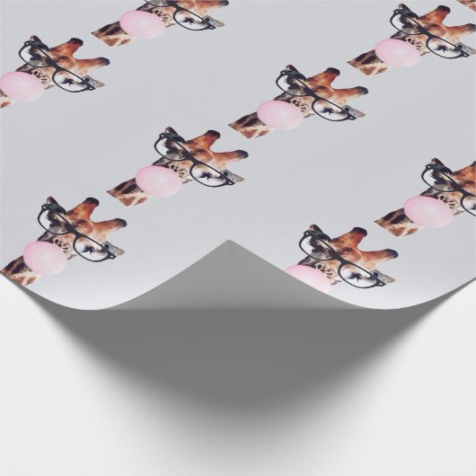 GIRAFFE TRAINGGASEN, DIE EIN PINKBUBBLEGUM BLÖTEN GESCHENKPAPIER (Ecke)