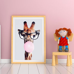GIRAFFE TRAINGGASEN, DIE EIN PINKBUBBLEGUM BLÖTEN POSTER