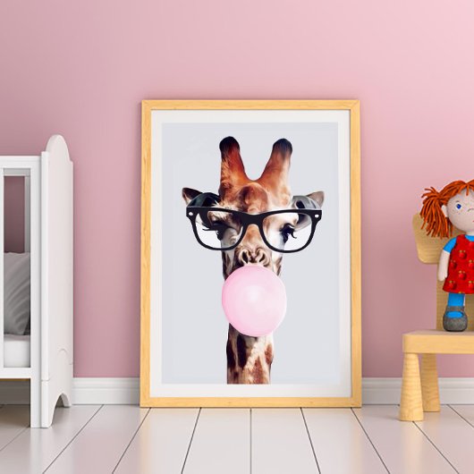 GIRAFFE TRAINGGASEN, DIE EIN PINKBUBBLEGUM BLÖTEN POSTER
