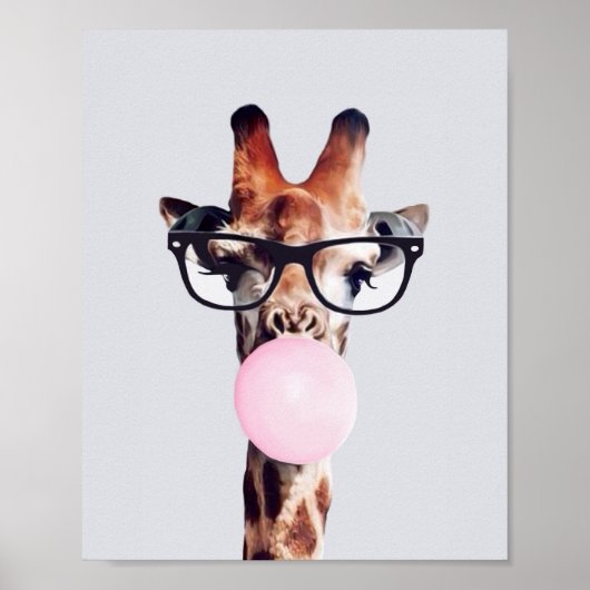GIRAFFE TRAINGGASEN, DIE EIN PINKBUBBLEGUM BLÖTEN POSTER (Vorne)