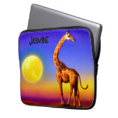 Giraffe-Traumscape/Mond/Sterne editierbar Laptopschutzhülle (Vorderseite Links)