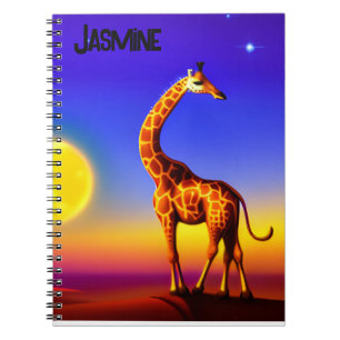 Giraffe-Traumscape/Mond/Sterne editierbar Notizblock