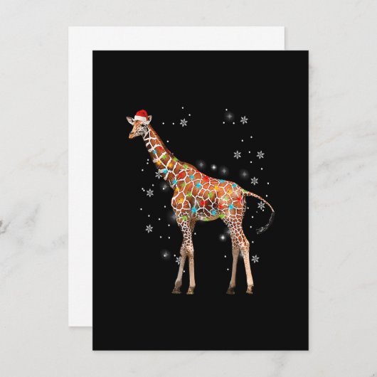 Giraffe Tree Light Christmas Animals Lover Xmas Ho Einladung (Vorne/Hinten)