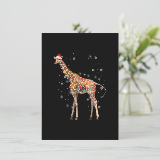 Giraffe Tree Light Christmas Animals Lover Xmas Ho Einladung (Stehend Vorderseite)