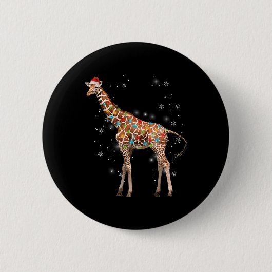 Giraffe Tree Light Christmas Pajama Xmas Animal Lo Button (Vorderseite)