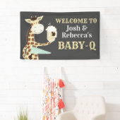 Giraffe trinken Beer Baby-Q Co-Babydusche Banner (Insitu)