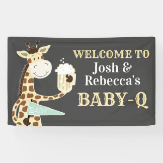 Giraffe trinken Beer Baby-Q Co-Babydusche Banner