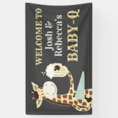 Giraffe trinken Beer Baby-Q Co-Babydusche Banner (Vertikal)