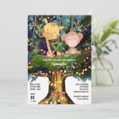 Giraffe, tropische Dschungelbäume Einladung (Stehend Vorderseite)