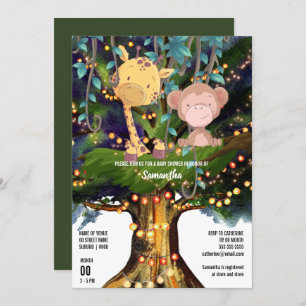 Giraffe, tropische Dschungelbäume  Einladung