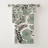 Giraffe tropisches Leaf-Dschungelmuster Badhandtuch Set (Insitu)