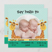 Giraffe Twins Birth Ankündigung (Vorne/Hinten)