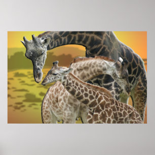 GIRAFFE TWISTER LIEBE TRIANGEL GERAHMTER DRUCK POSTER