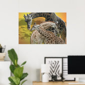 GIRAFFE TWISTER LIEBE TRIANGEL GERAHMTER DRUCK POSTER (Heimbüro)