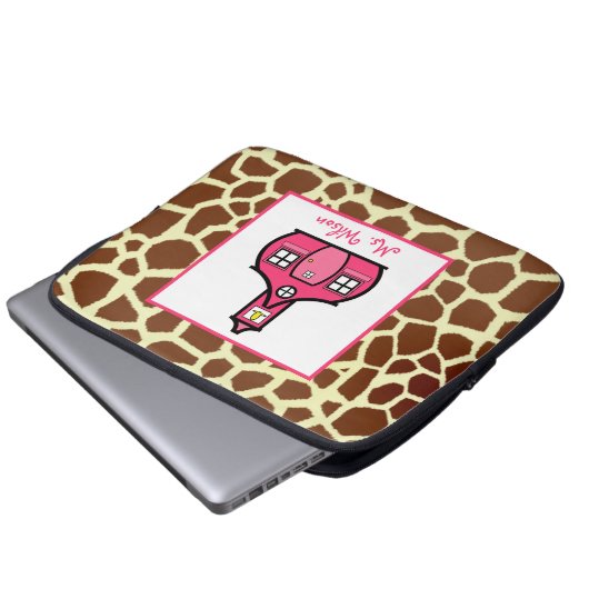 Giraffe u. rosa Elektronik-Tasche für Lehrer Laptopschutzhülle (Vorne Knopf)