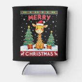 Giraffe Ugly Christmas Sweaters Funny Santa Hat Li Dosenkühler (Vorderseite)