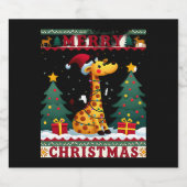 Giraffe Ugly Christmas Sweaters Funny Santa Hat Li Schaumweinetikett (Einzelnes Label)