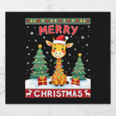 Giraffe Ugly Christmas Sweaters Funny Santa Hat Li Schaumweinetikett (Einzelnes Label)