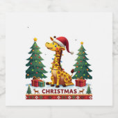 Giraffe Ugly Christmas Sweaters Funny Santa Hat Li Schaumweinetikett (Einzelnes Label)