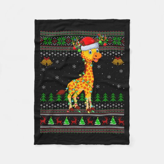 Giraffe Ugly Christmas Sweaters Holiday Santa Cute Fleecedecke (Vorderseite)