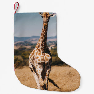 GIRAFFE UMGEBEN VON BROWN GRASS KLEINER WEIHNACHTSSTRUMPF