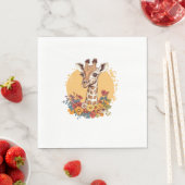 Giraffe umgeben von farbenfrohen Blume Serviette (Beispiel)