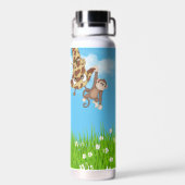 Giraffe und Affe mit Gras Trinkflasche (Rückseite)