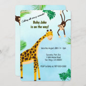 Giraffe und Affe Safari oder Zoo Party Tier Einladung (Vorne/Hinten)