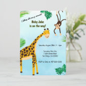 Giraffe und Affe Safari oder Zoo Party Tier Einladung (Stehend Vorderseite)
