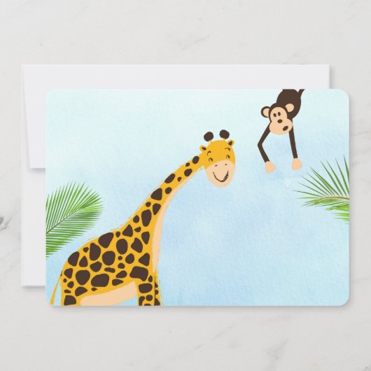 Giraffe und Affe Safari oder Zoo Party Tier Einladung (Rückseite)