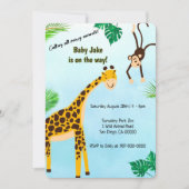 Giraffe und Affe Safari oder Zoo Party Tier Einladung (Vorderseite)