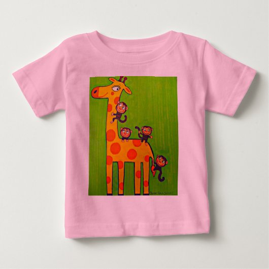 Giraffe und Affen Baby T-shirt (Vorderseite)