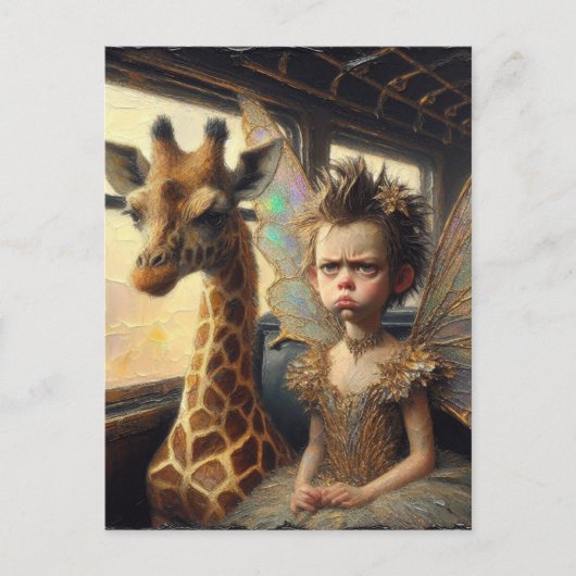 Giraffe und annoyed Fairy Postkarte (Vorderseite)