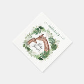 Giraffe und Baby Jungle Baby Shower Serviette (Ecke)