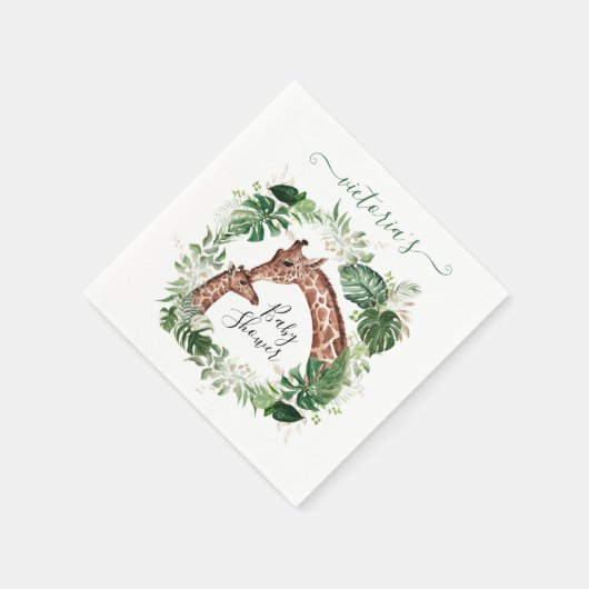 Giraffe und Baby Jungle Baby Shower Serviette (Ecke)