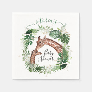 Giraffe und Baby Jungle Baby Shower Teller Serviette