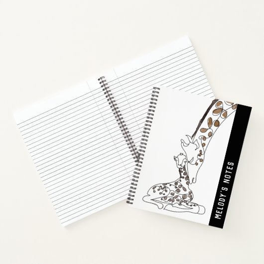 Giraffe und Baby Line Art Art Tiere Notizblock (Innenseite)