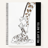 Giraffe und Baby Line Art Art Tiere Notizblock (Vorderseite)