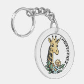 Giraffe und Blume Individuelle Name Schlüsselanhänger (Vorderseite links)