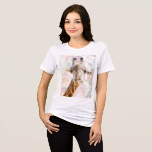 Giraffe und Blumen Moderner lustiger Tierliebhaber Tri-Blend Shirt
