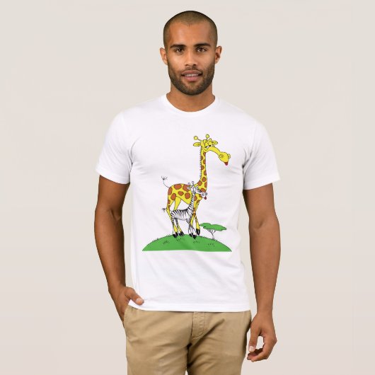 Giraffe und ein Zebra-Mens-T - Shirt (Vorne ganz)